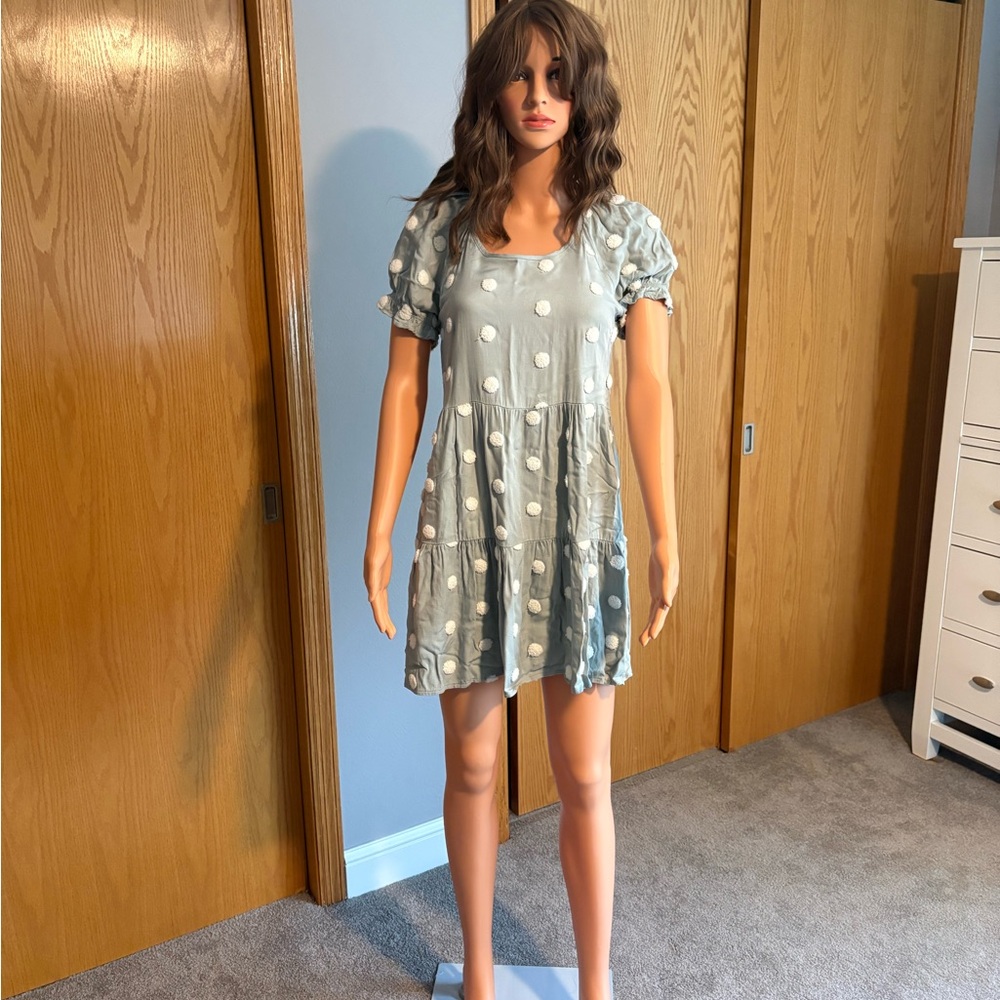 Blu Pepper Polka Dot Mini Dress in Gray and White